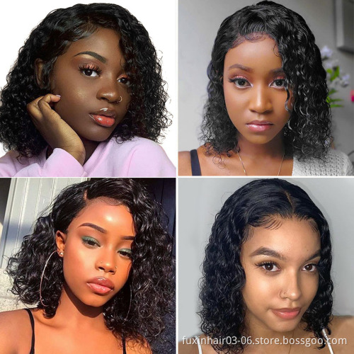 Glueless Water Wave Human Hair Hd Lace Frontal Wigs Waterwave Full Lace Wig Kinky Curly Human Hair Wig Short Bob Ombre Mongolian